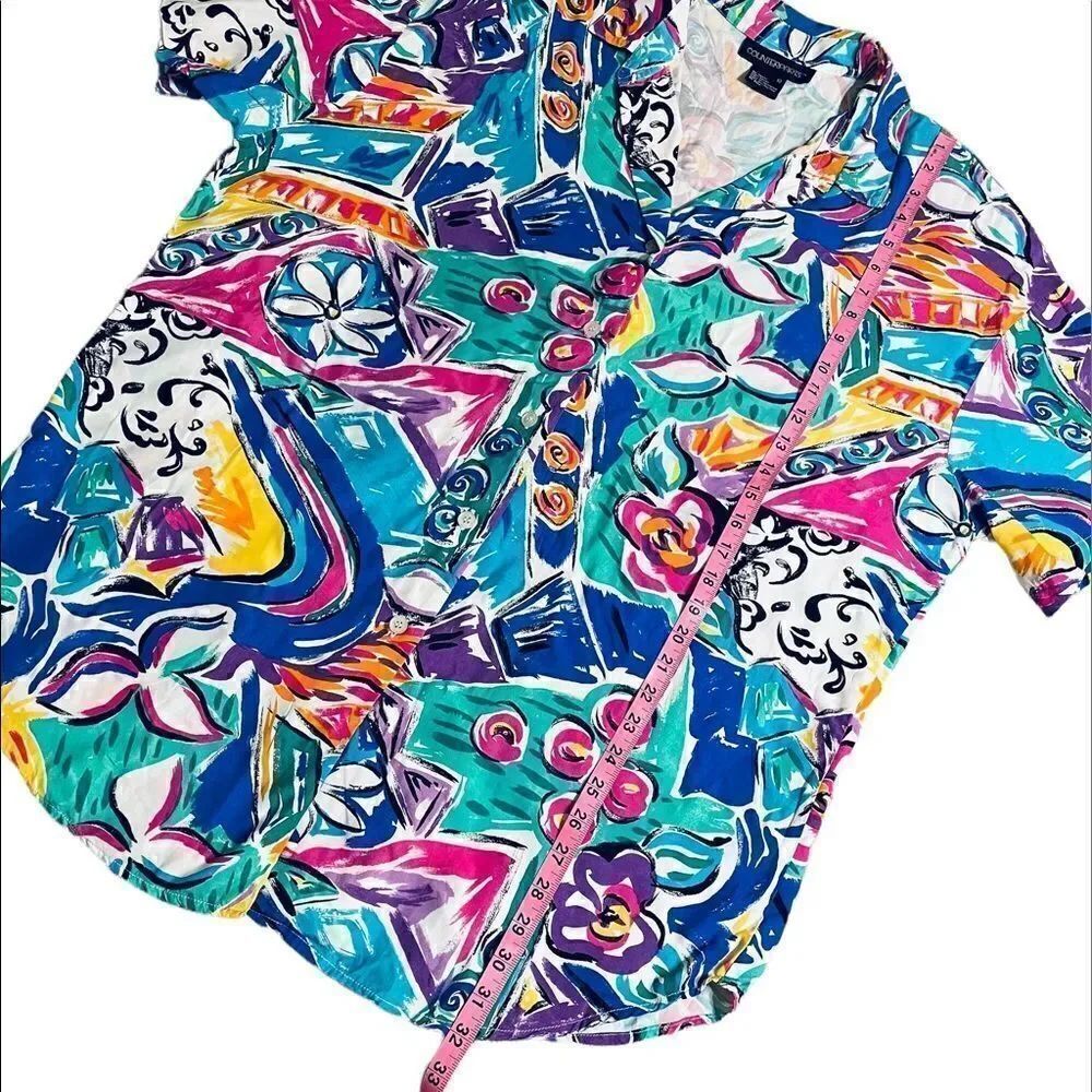 Colorful Abstract Pattern Short sleeve button down shirt - Picture 5 of 6